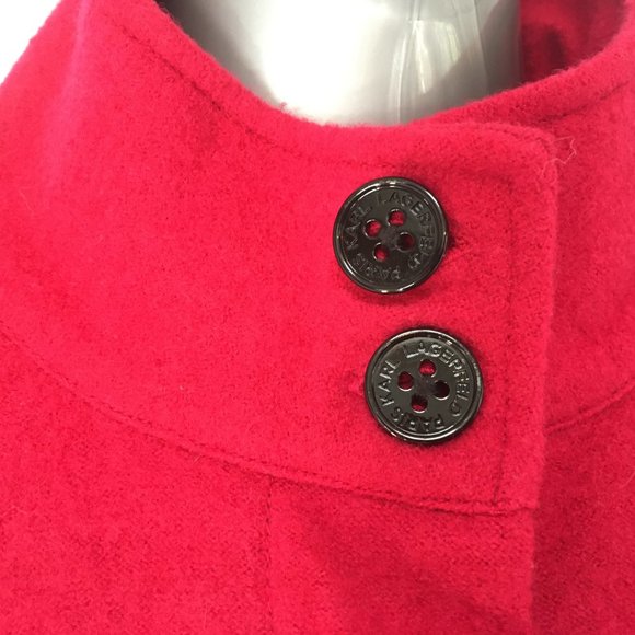 Karl Lagerfeld Jacket Sweater Womens Small Color Block Boiled Wool Black Red - Picture 4 of 15